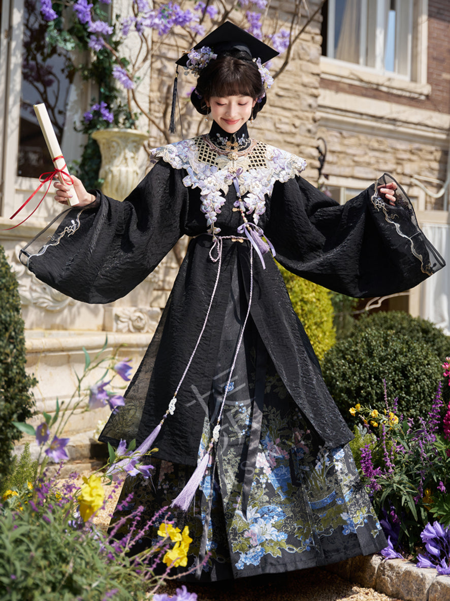 "悬云紫藤" WISTERIA EMBROIDERED STAND COLLAR SHIRT