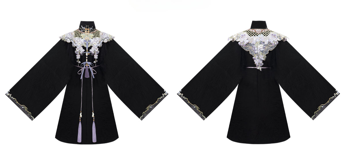 "悬云紫藤" WISTERIA EMBROIDERED STAND COLLAR SHIRT