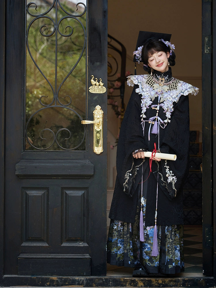 "悬云紫藤" WISTERIA EMBROIDERED STAND COLLAR SHIRT