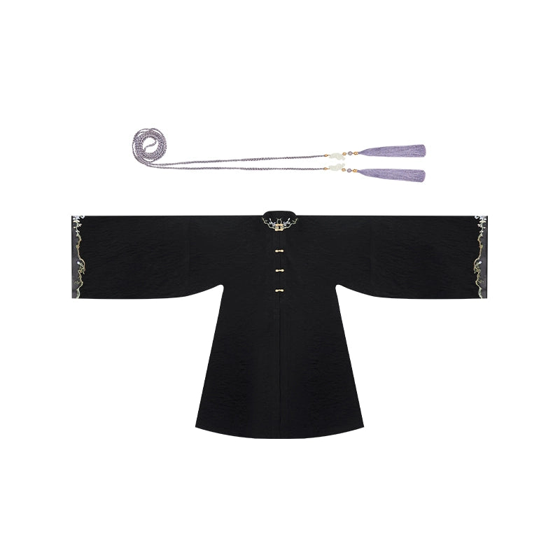 "悬云紫藤" WISTERIA EMBROIDERED STAND COLLAR SHIRT