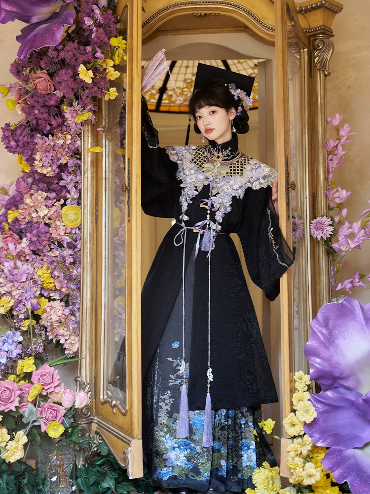 "悬云紫藤" WISTERIA EMBROIDERED STAND COLLAR SHIRT