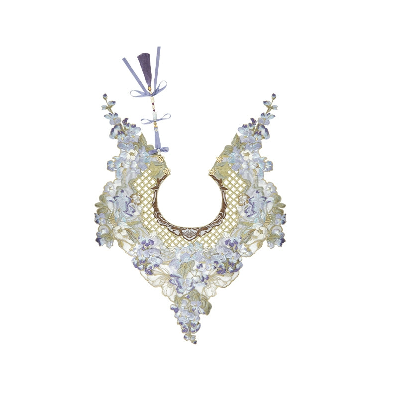 "悬云紫藤" WISTERIA EMBROIDERED STAND COLLAR SHIRT