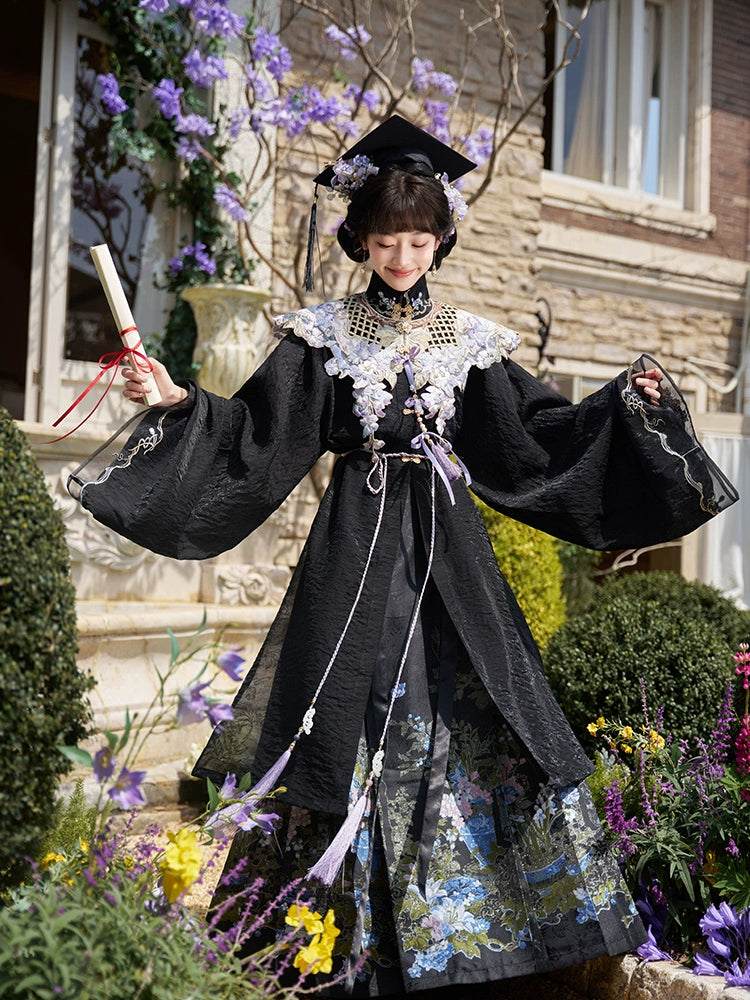 "悬云紫藤" WISTERIA EMBROIDERED STAND COLLAR SHIRT