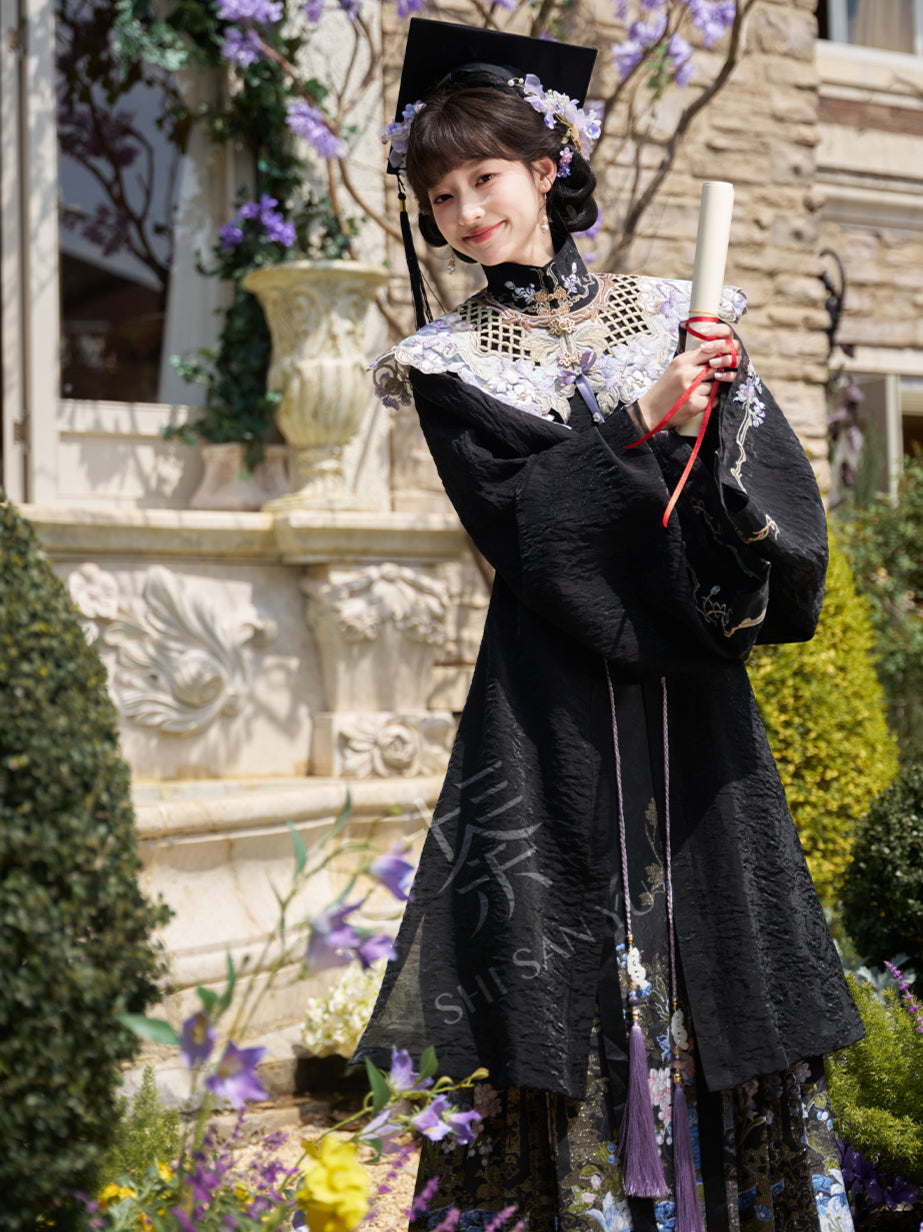 "悬云紫藤" WISTERIA EMBROIDERED STAND COLLAR SHIRT