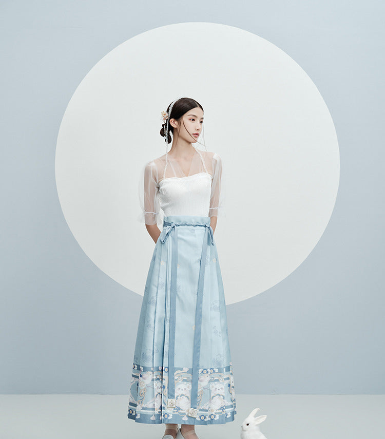 "玉面山雀" Ming-style Printed Hanfu Dress