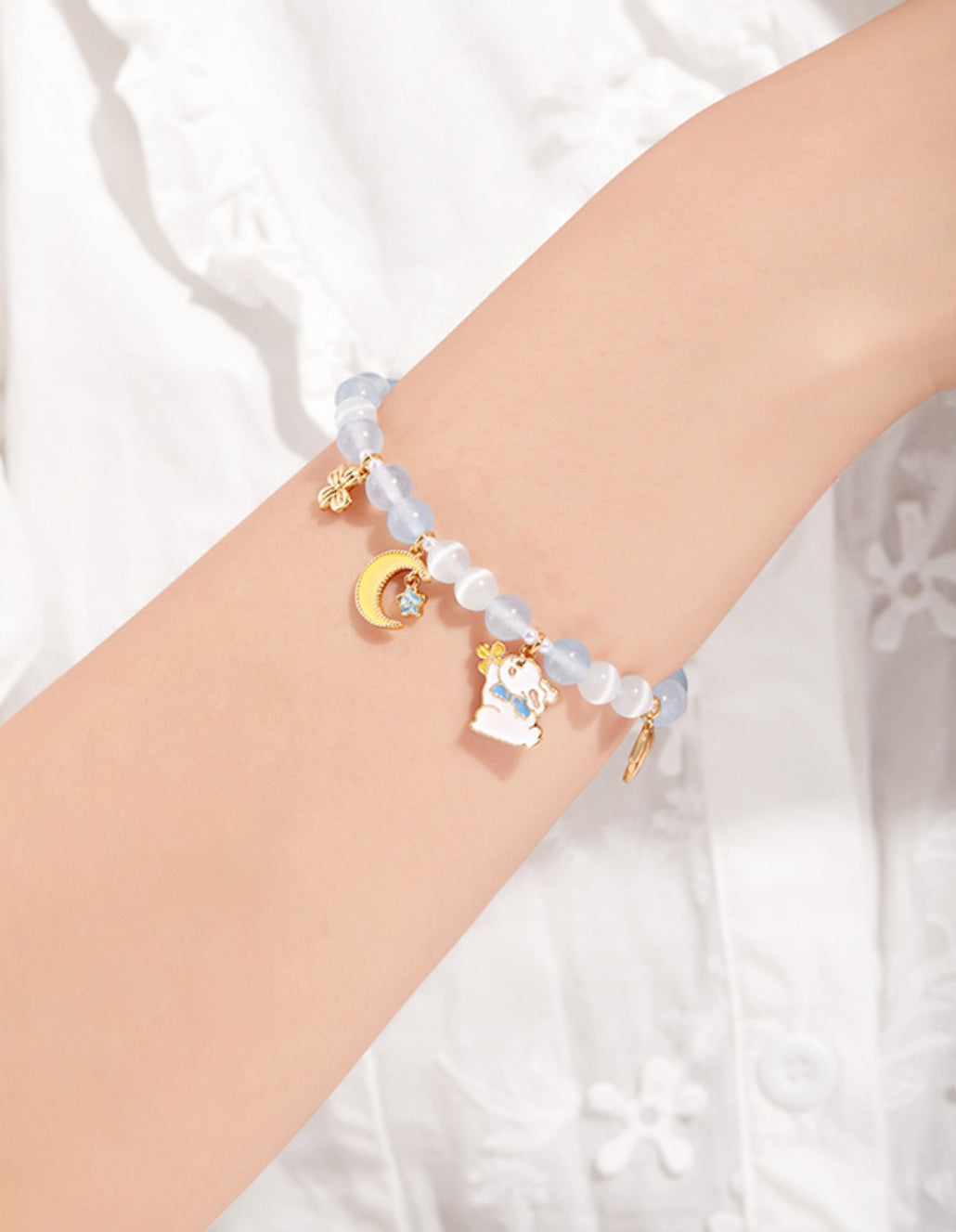 Osmanthus Jade Rabbit Shell Bead Bracelet