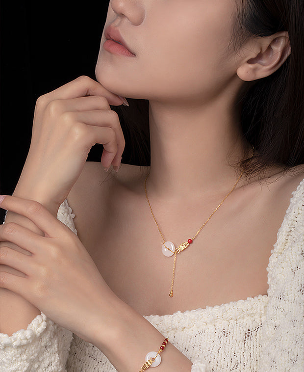 "Changle 长乐" Hetian Jade Peaceful Botton Necklace