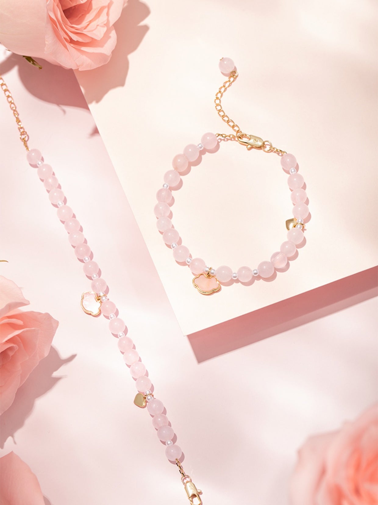 Peach Blossom Pink Crystal Bracelet