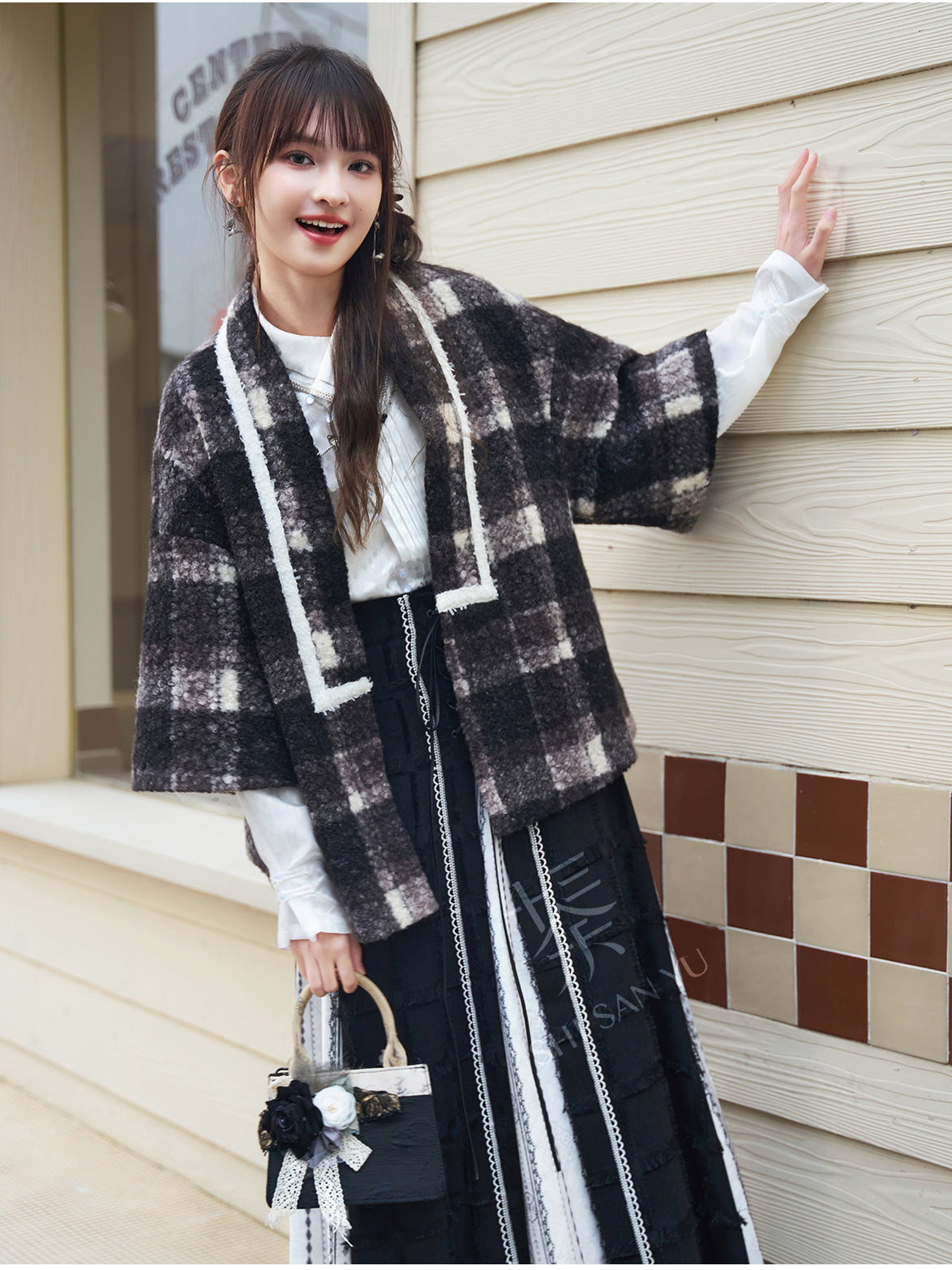 [风铃素语] PLAID OUTERWEAR AND THREE-PLEATED SKIRT  MODERN HANFU