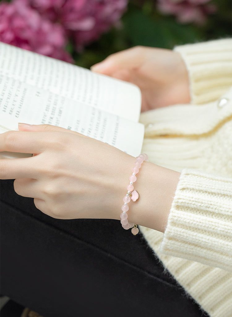 Peach Blossom Pink Crystal Bracelet