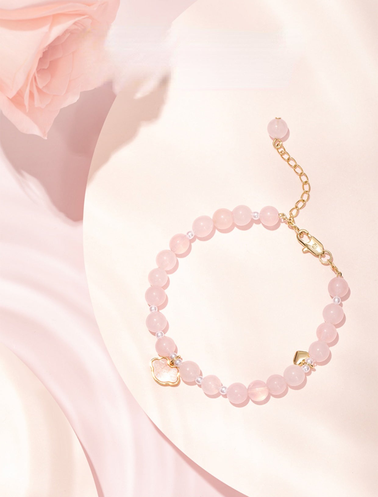 Peach Blossom Pink Crystal Bracelet