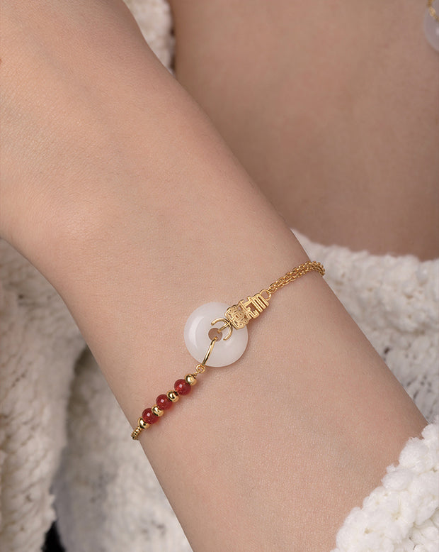 "Changle 长乐" Hetian Jade Peaceful Botton Bracelet