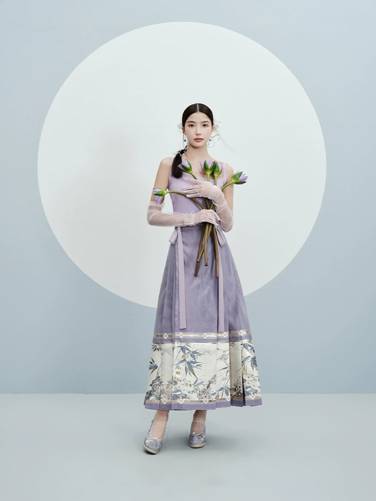 "声声竹" Purple Ming-style Skirt Hanfu