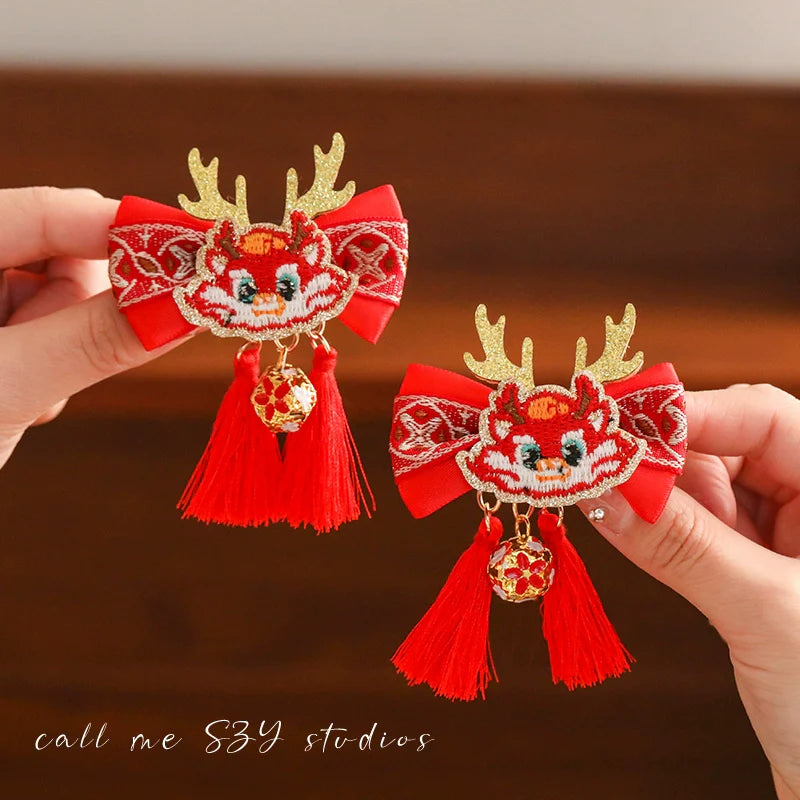 Dragon Year Lion Dance Tassel Hair Clip