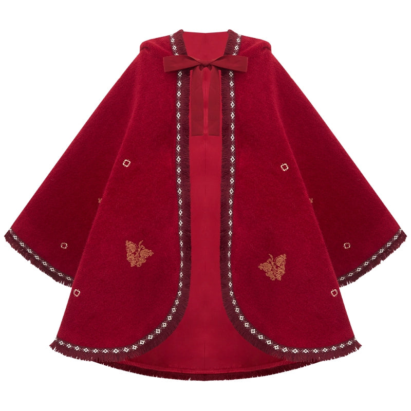 [红榴秋焰] RED GARNET AUTUMN FLAME HOODED CLOAK HANFU