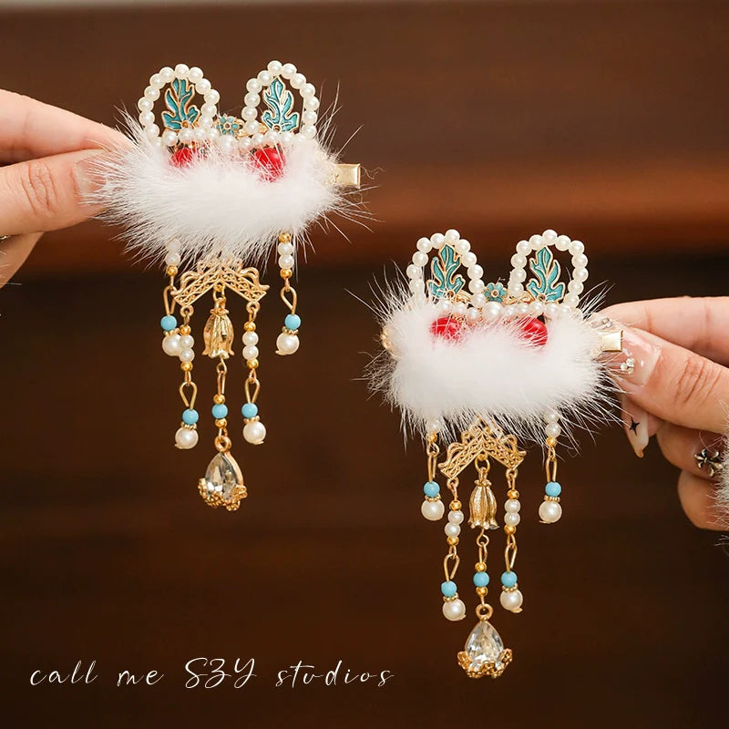 Dragon Year Lion Dance Tassel Hair Clip