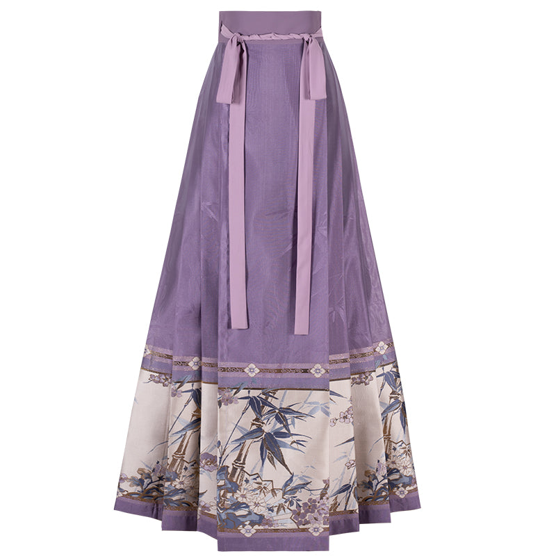 "声声竹" Purple Ming-style Skirt Hanfu