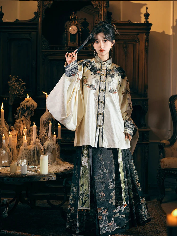 "竹下听澜" Ming-style Hanfu Set