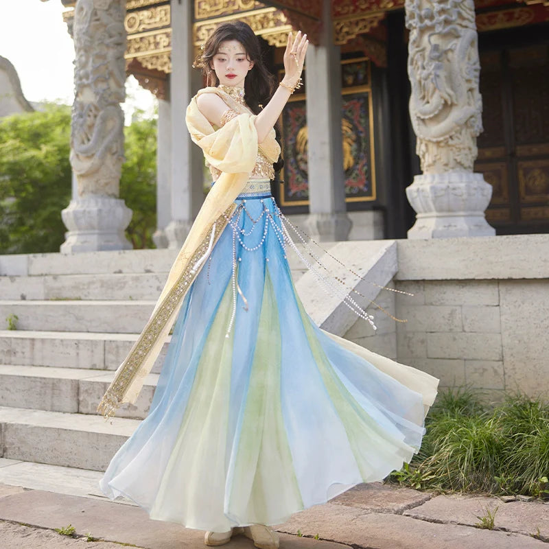 "碧落沙洲" Modern-style Hanfu Set