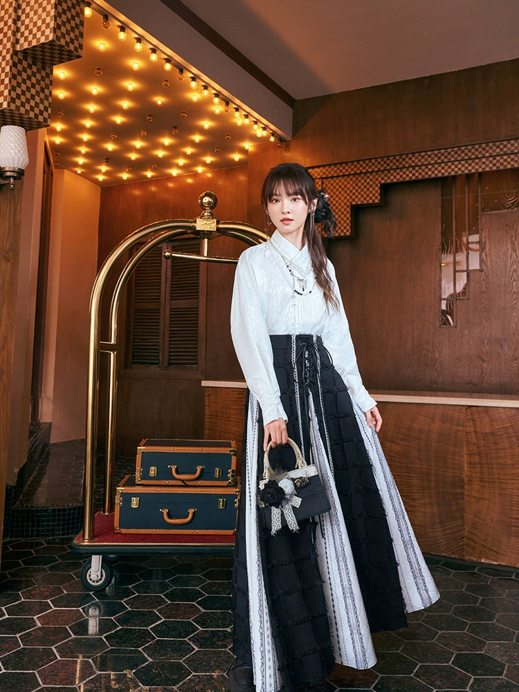 [风铃素语] PLAID OUTERWEAR AND THREE-PLEATED SKIRT  MODERN HANFU