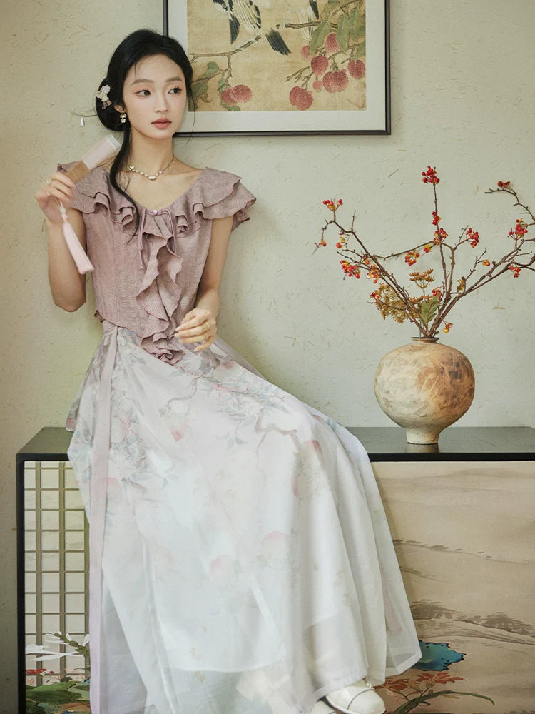 "桃纹瓶" Modern-style Hanfu Set