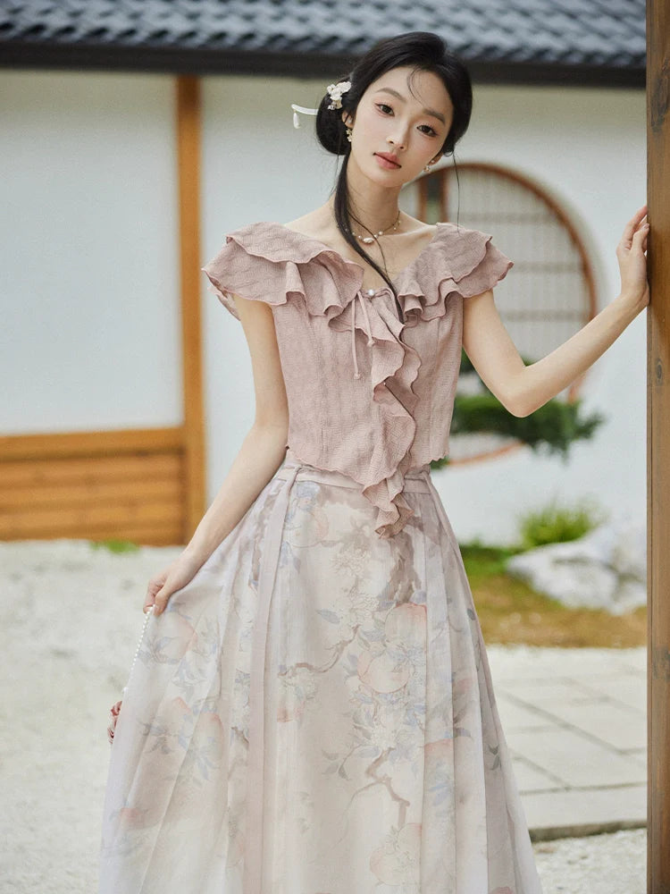 "桃纹瓶" Modern-style Hanfu Set