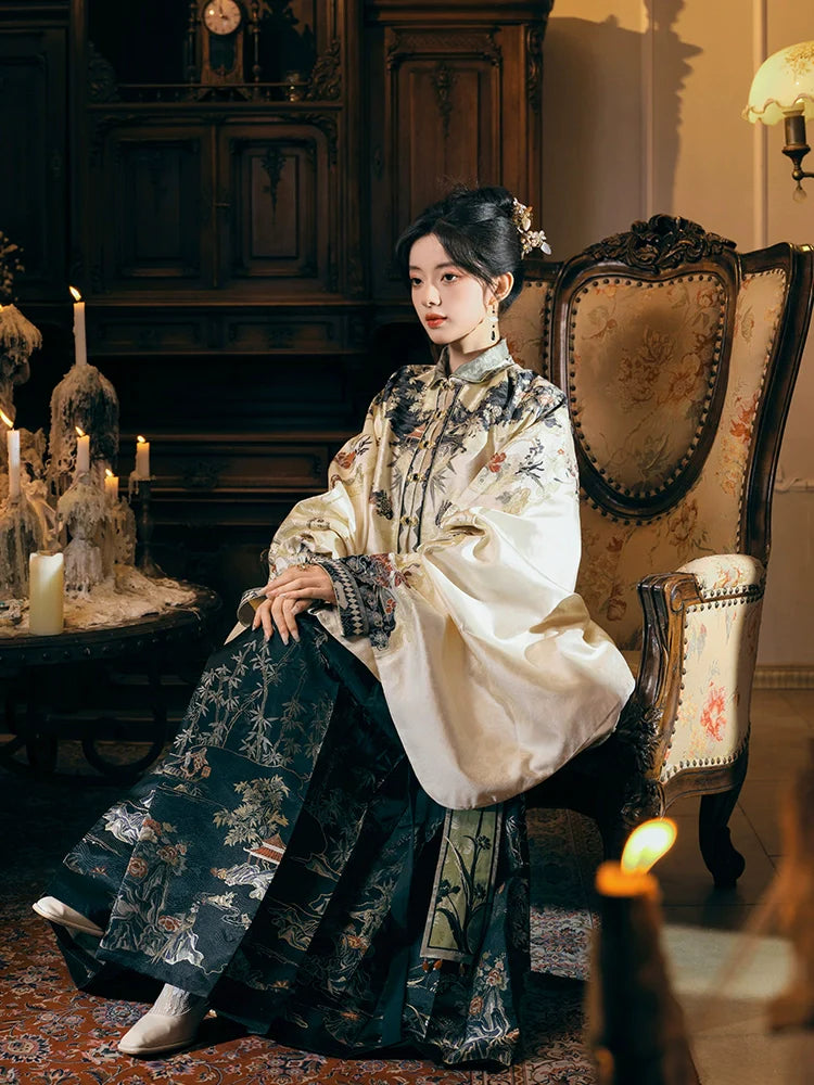 "竹下听澜" Ming-style Hanfu Set