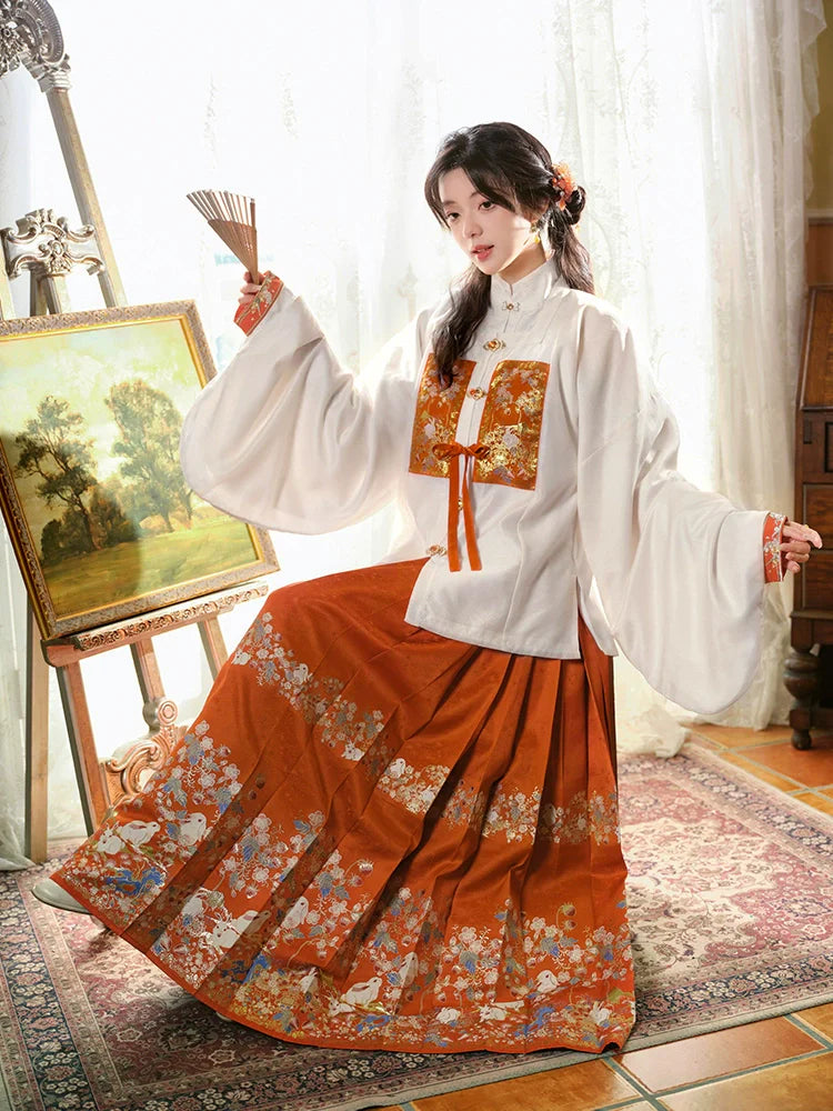 "灵兔华灯" Modern-Style Hanfu Set