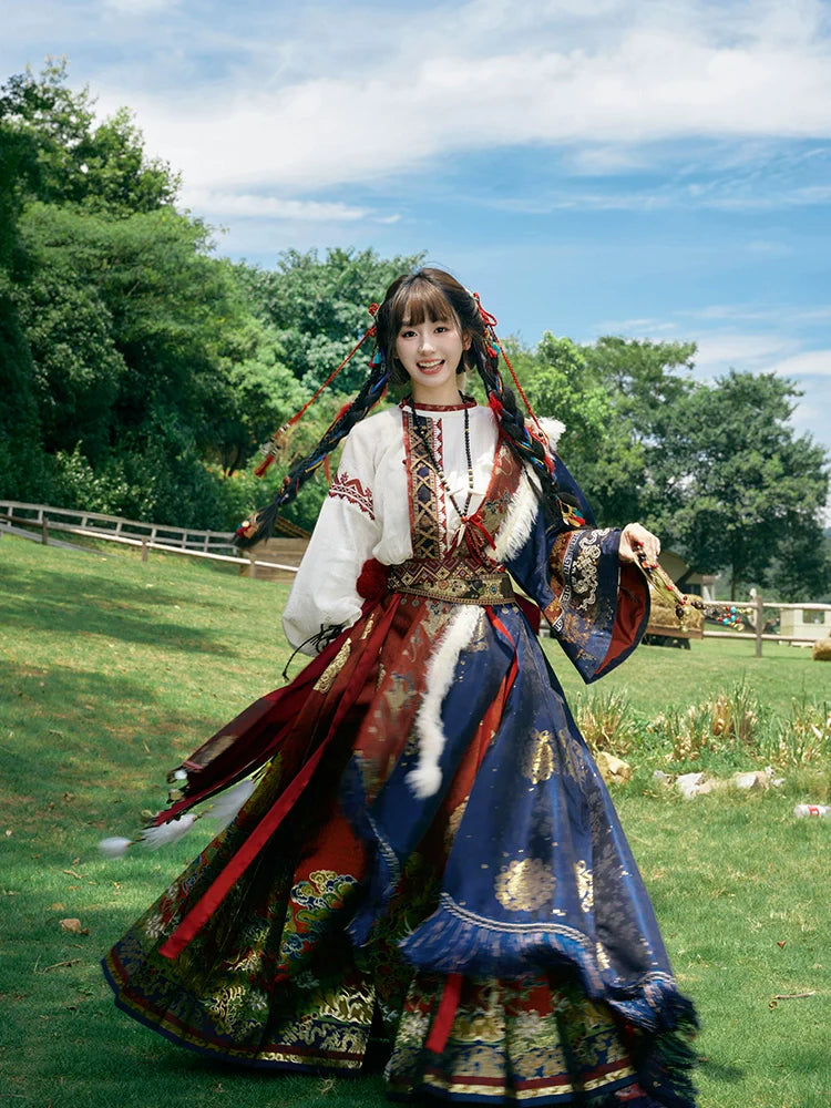 "雪原花"  Modern-style Front Opening Ao Hanfu