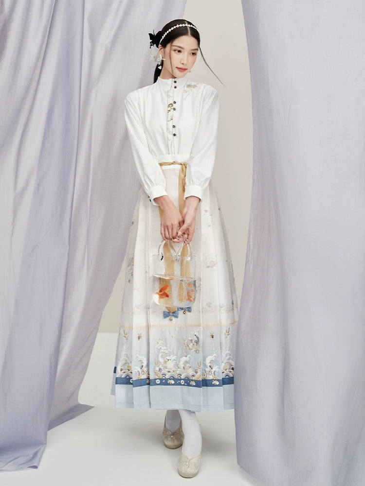 "海獭与镜" Ming-dynasty Embroidered Jacquard Hanfu