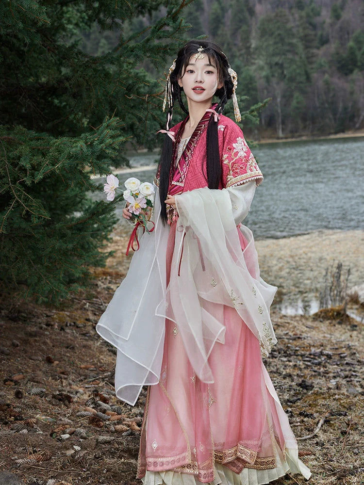 "彤云宴" Modern-style Hanfu Set