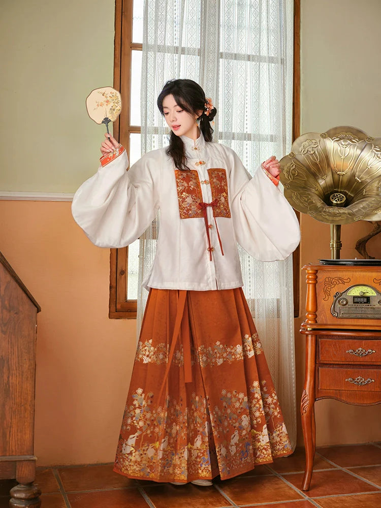 "灵兔华灯" Modern-Style Hanfu Set