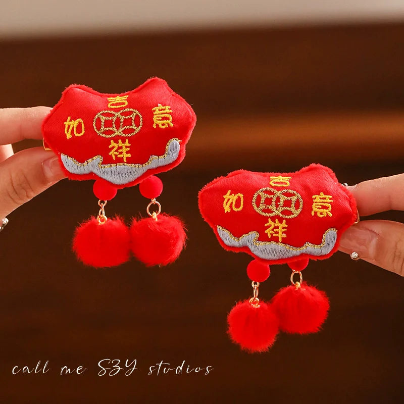 Dragon Year Lion Dance Tassel Hair Clip