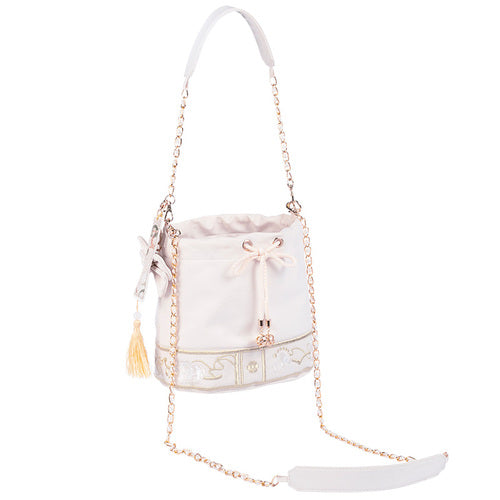 Embroidered Tassel Pendant Bucket Shoulder Bag