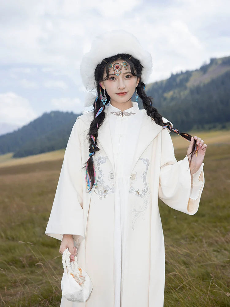 "花窗外" Modern Hanfu Wool Coat