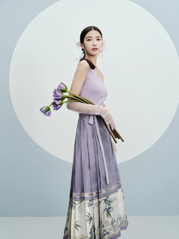 "声声竹" Purple Ming-style Skirt Hanfu