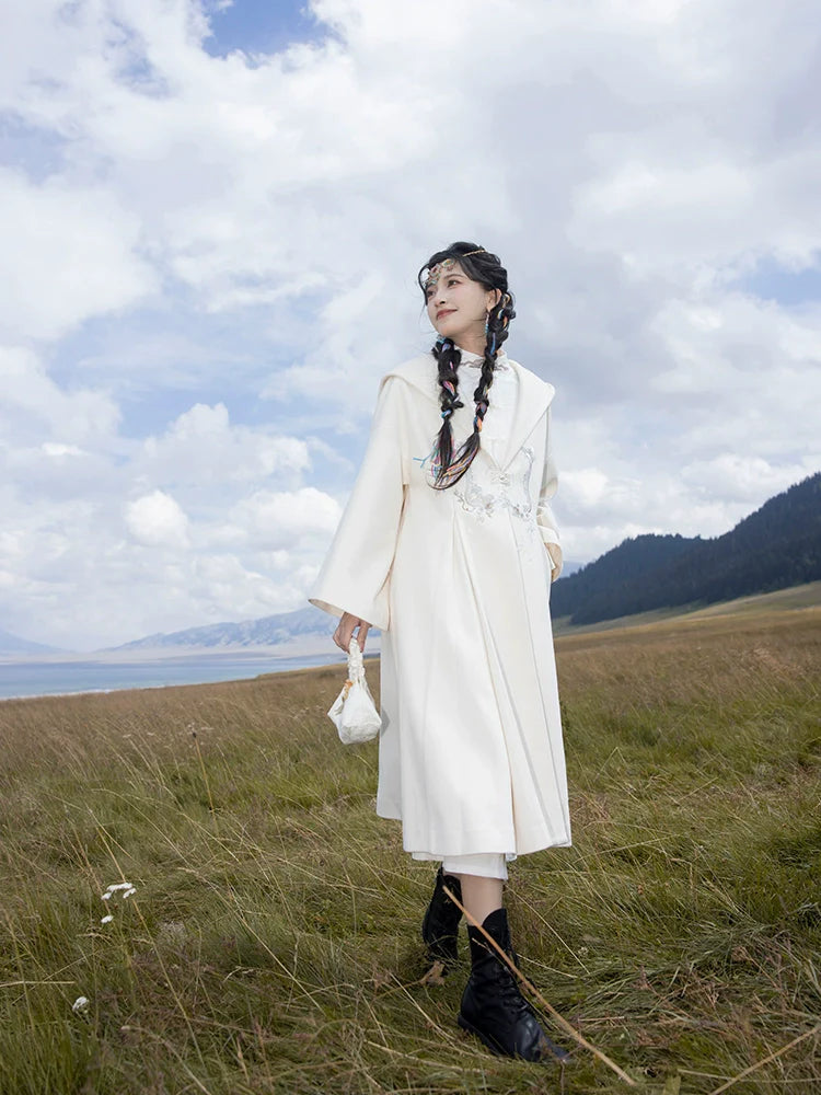 "花窗外" Modern Hanfu Wool Coat