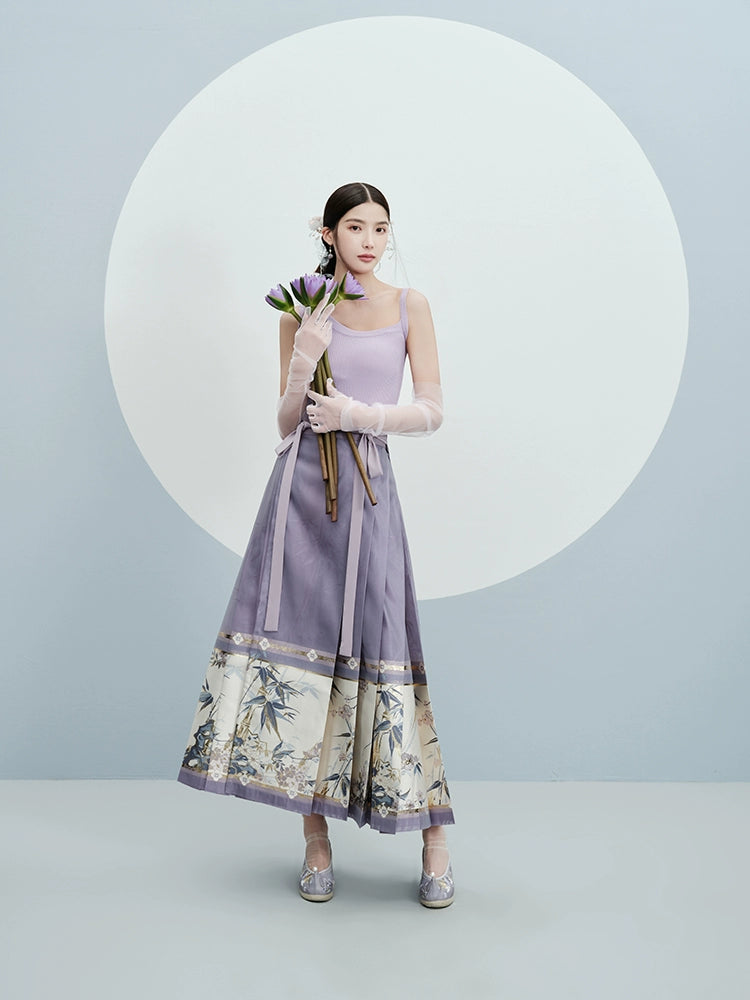 "声声竹" Purple Ming-style Skirt Hanfu