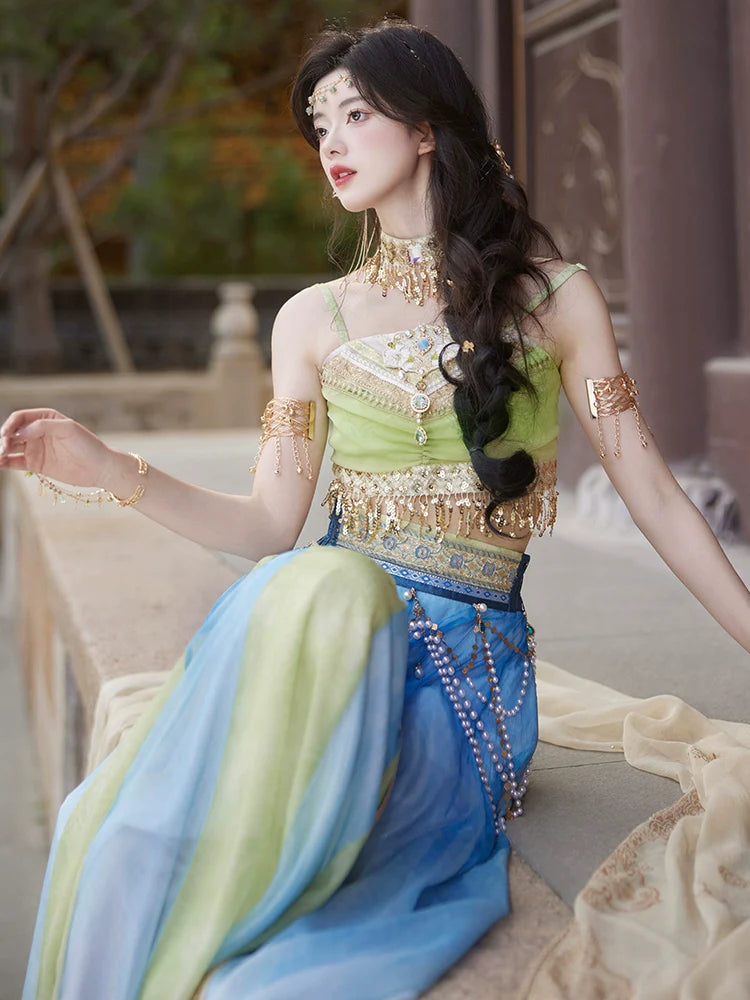 "碧落沙洲" Modern-style Hanfu Set