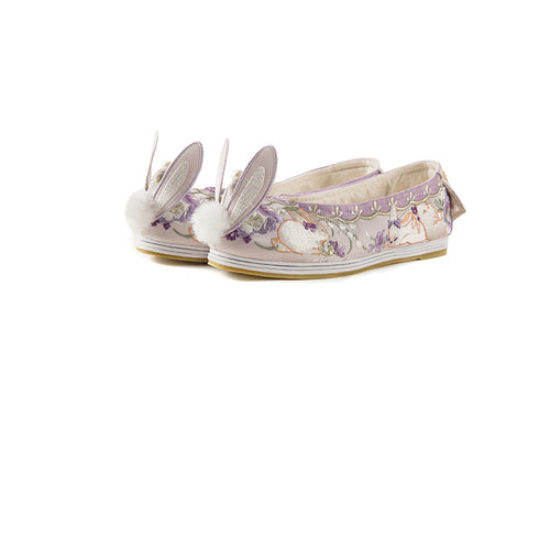 "Jade Rabbit Girl" Embroidered Flat & Heeled Shoes