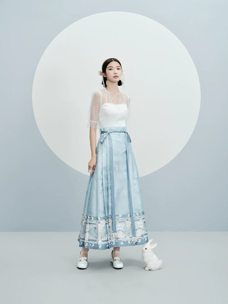 "玉面山雀"  Ming-style Printed Hanfu Dress