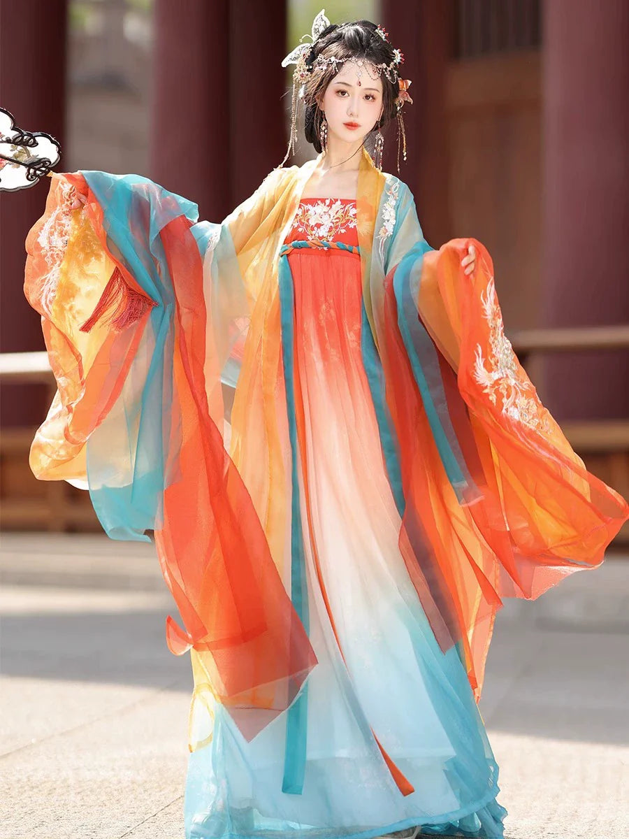 " 游鲤听雨" Tang Dynasty hanfu set