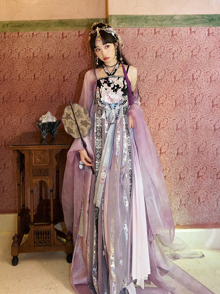 "幻影香凡" Purple Embroidered Modern-style Hanfu