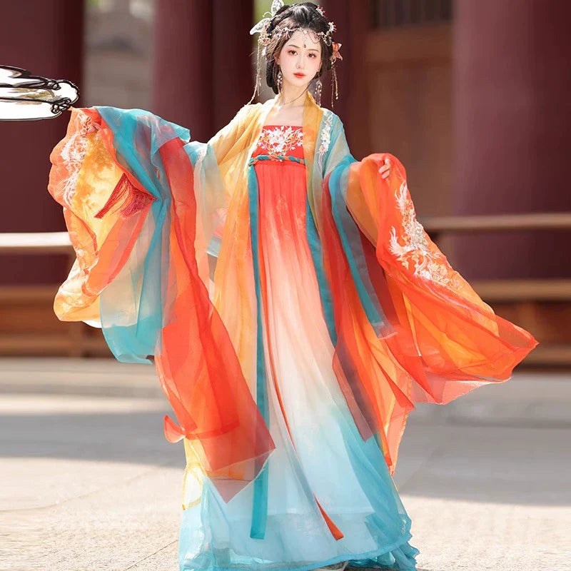 " 游鲤听雨" Tang Dynasty hanfu set