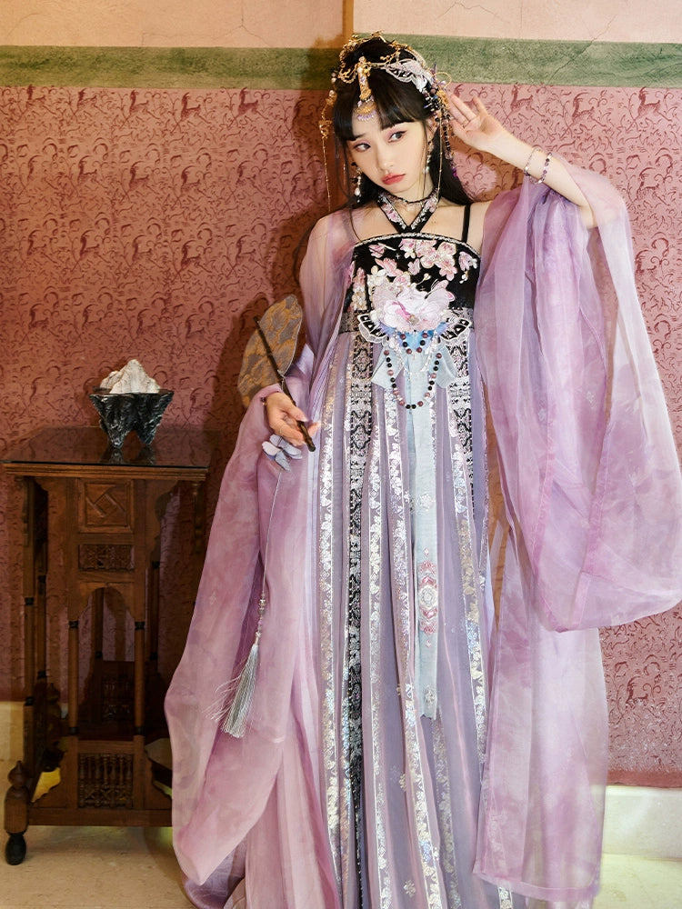 "幻影香凡" Purple Embroidered Modern-style Hanfu