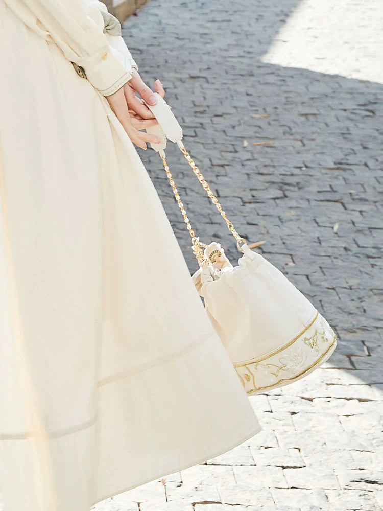 Embroidered Tassel Pendant Bucket Shoulder Bag