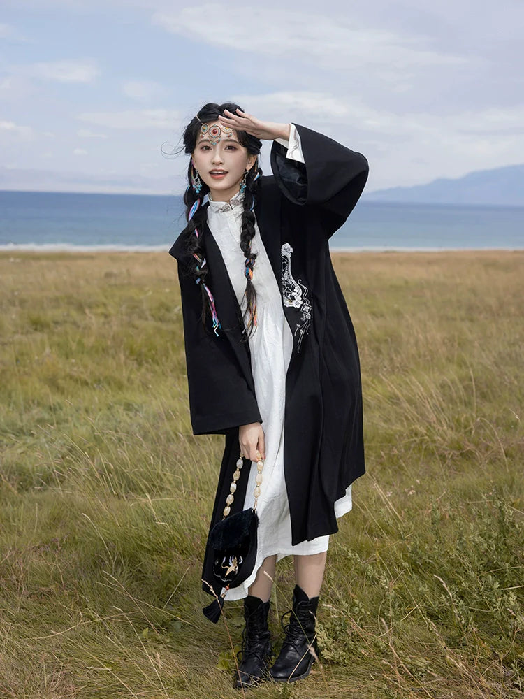 "花窗外" Modern Hanfu Wool Coat