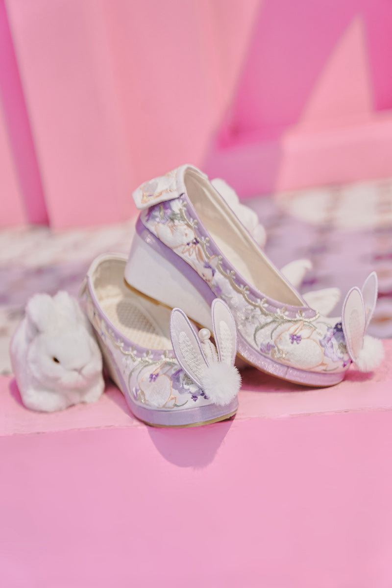 "Jade Rabbit Girl" Embroidered Flat & Heeled Shoes