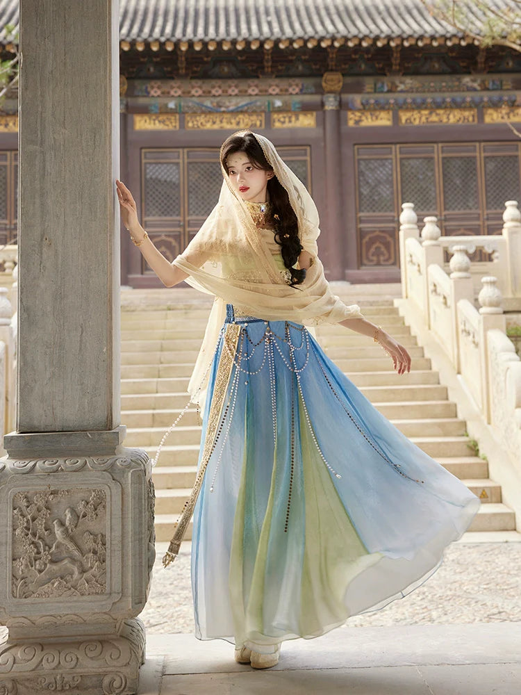 "碧落沙洲" Modern-style Hanfu Set