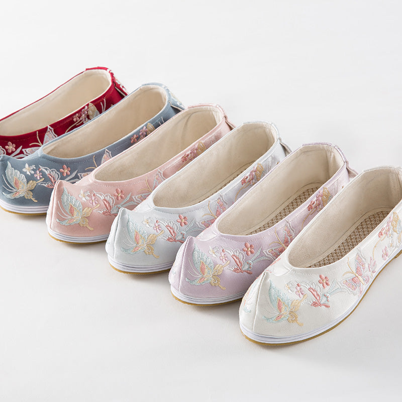 "Butterfly" Embroidered Flat & Heels Hanfu Shoes